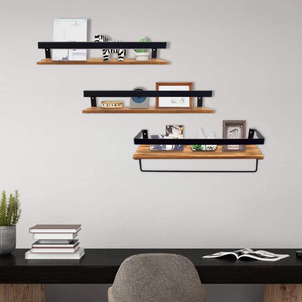 Gracie Oaks Drewie 3 Piece Pine Solid Wood Floating Shelf Wayfair.ca